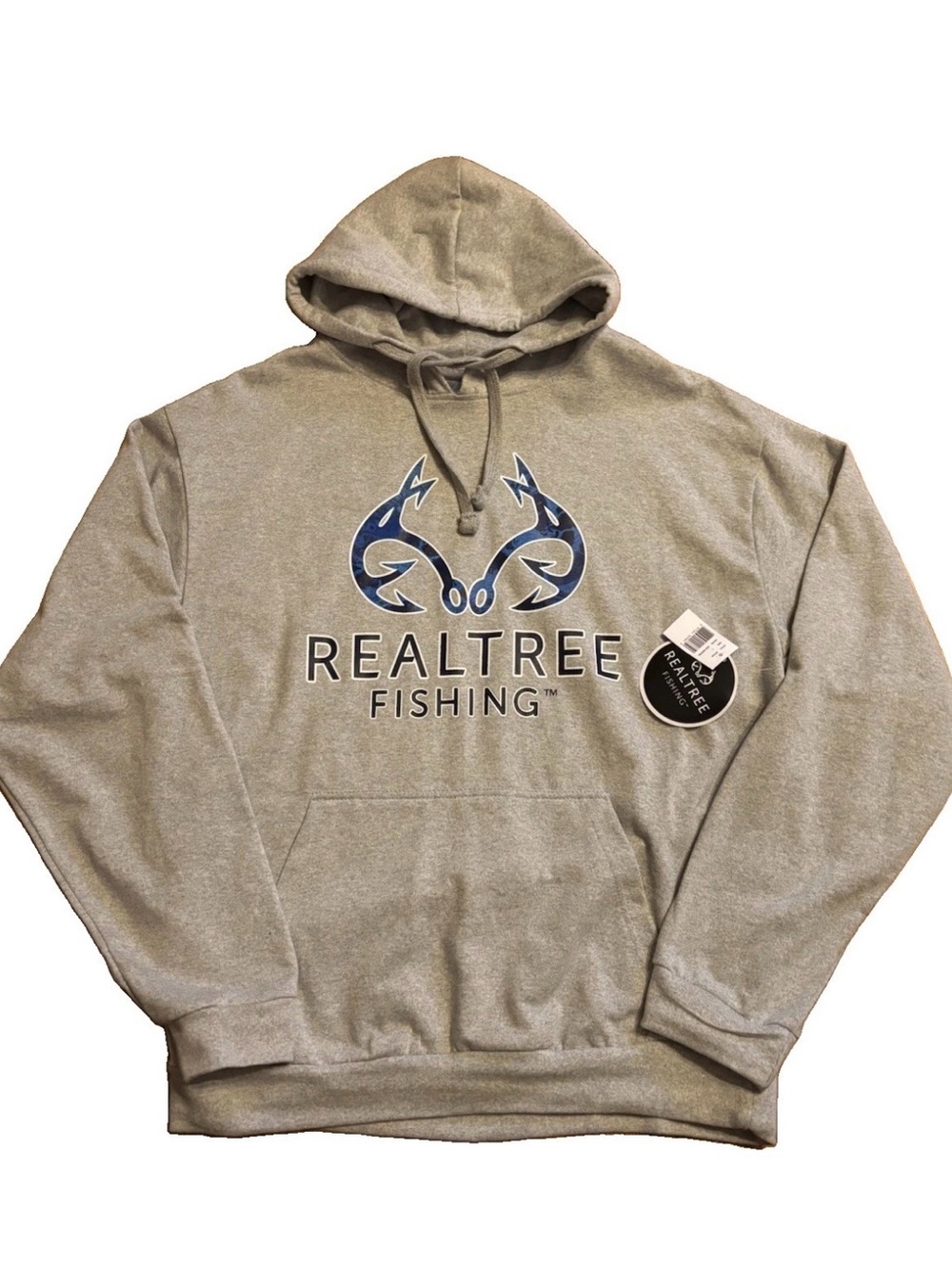 Realtree Fishing Men's Gray Logo Hoodie - Large